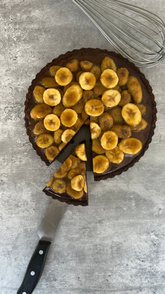 Caremalized Banana Chocolate Tart